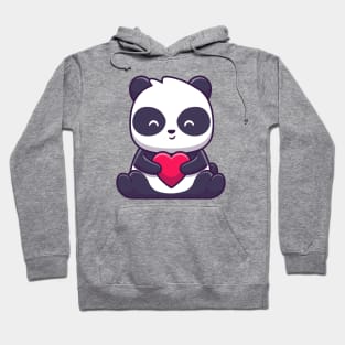 Cute panda sitting and holding love Hoodie